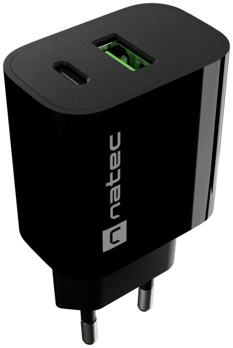 Natec NUC-2397 Cargador de Red con USB-C y USB-A Negro