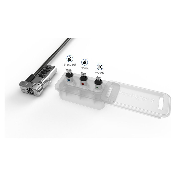 Kensington Universal 3-IN-1 - 3 Puntas de Repuesto para Cabeza de Candado de Seguridad para Portátil, Plata