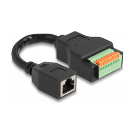 DeLOCK Adaptador de cable RJ45 Cat.5e hembra a bloque de terminales con botón pulsador 15 cm
