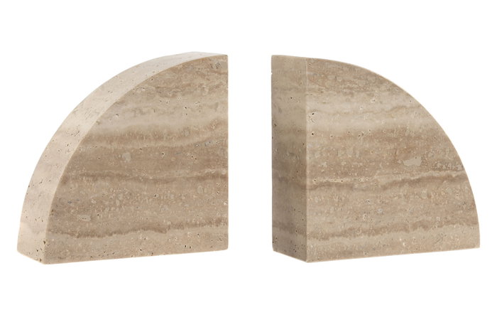 DKD Home Decor Sujetalibros Set de 2 Mármol Travertino Marrón