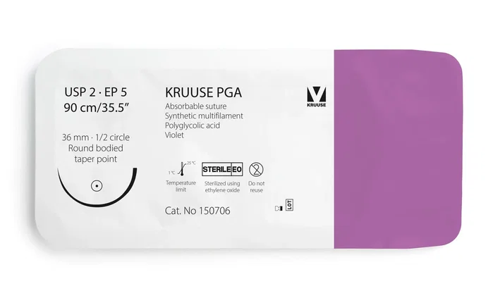 kruuse Sutura PGA 2 90cm Aguja 36mm 1/2 Redonda Punta Conica 12u kruuse Sutura PGA 2 90cm Aguja 36mm 1/2 Redonda Punta Conica 12u
