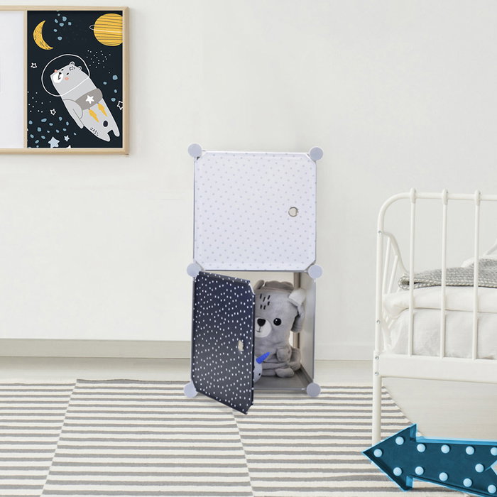 Home Deco Kids Vallee Outlet Estantería Modular 2 Cubos Azul 34x32x63 cm con Puerta