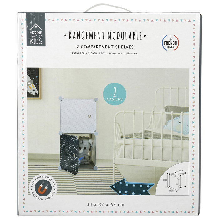 Home Deco Kids Vallee Outlet Estantería Modular 2 Cubos Azul 34x32x63 cm con Puerta