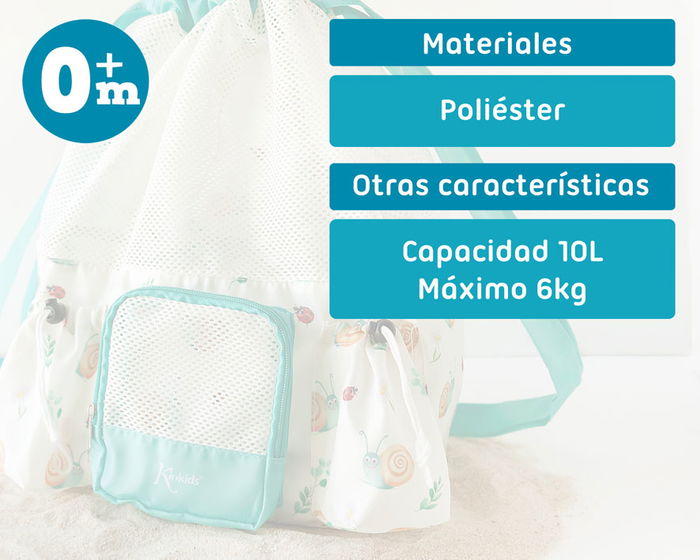 KioKids Bolsa de Playa Caracoles Beige Happy Summer