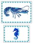 DKD Home Decor Set de 2 Cajas de Mango Lacado Azul con Detalles de Langosta