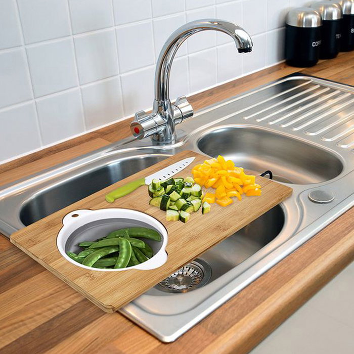 Cook Concept Tabla para Cortar con Escurridor de Silicona en Bambú