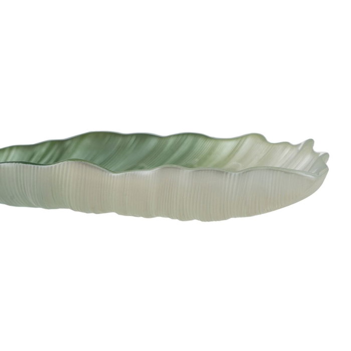 Ixia Bandeja Hoja Verde de Cristal Decoración 31 x 18 cm