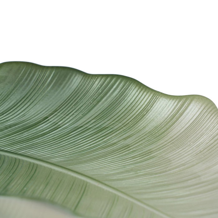 Ixia Bandeja Hoja Verde de Cristal Decoración 31 x 18 cm
