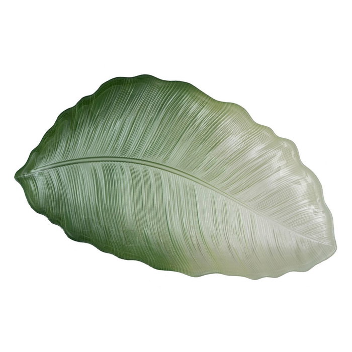 Ixia Bandeja Hoja Verde de Cristal Decoración 31 x 18 cm