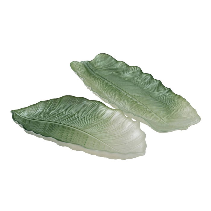 Ixia Bandeja Hoja Verde de Cristal Decoración 31 x 18 cm