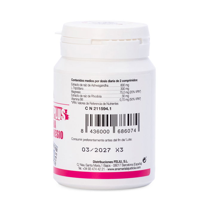ANA MARIA LAJUSTICIA Triptófano Plus con Ashwagandha, Rhodiola y Magnesio 60 comprimidos ANA MARIA LAJUSTICIA Triptófano Plus con Ashwagandha, Rhodiola y Magnesio 60 comprimidos