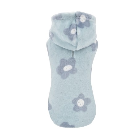Nayeco Sudadera con Capucha para Perros Juliette Azul 20 cm, suave y cálida con flores, adaptable y ojal para correa