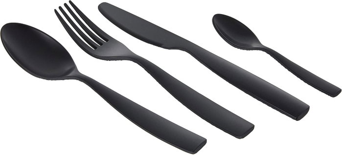 Alessi Dressed Set de cubiertos de 4 piezas en melamina MW74S4 Alessi Dressed Set de cubiertos de 4 piezas en melamina MW74S4