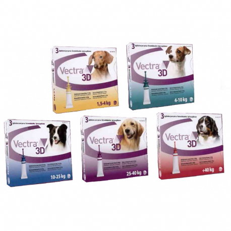 Vectra 3D Spot-On Perros +40 kg 3 Pipetas Antiparasitario para Perros Grandes