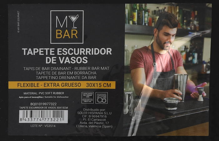 My Bar Tapete Escurridor De Vasos 30 x 15 cm (18 Unidades)