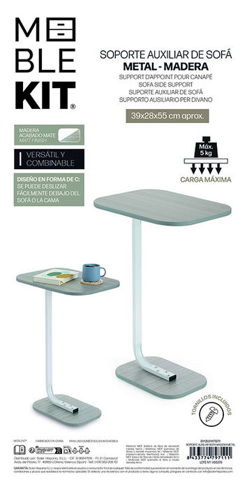 Inde Soporte Auxiliar Sofa Madera-Metal 39x28x55cm 12mm Mdf (6 Unidades)