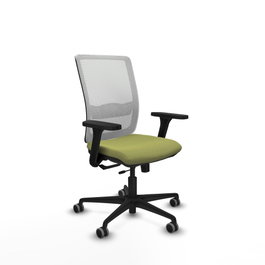 PIQUERAS Y CRESPO Silla de oficina Haches Verde oliva y Blanco con mecanismo Sincro/Traslack