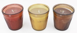 DKD Home Decor Set de 3 Velas de Cera de Parafina en Frasco de Cristal