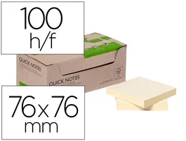 Q-connect Bloc de Notas Adhesivas 76x76 mm Amarillo 100% Papel Reciclado