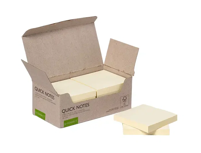 Q-connect Bloc de Notas Adhesivas 76x76 mm Amarillo 100% Papel Reciclado