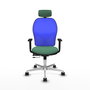 PIQUERAS Y CRESPO Silla de oficina Jorquera con mecanismo Sincro/Traslack Verde esmeralda y Azul