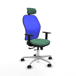 PIQUERAS Y CRESPO Silla de oficina Jorquera con mecanismo Sincro/Traslack Verde esmeralda y Azul