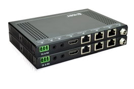 Vivolink Kit Extensor HDMI HDBaseT 100m Transmisor/Receptor para 4K@60Hz con PoC, IR y RS232 Bidireccional, HDCP2.2, para Sala Reuniones