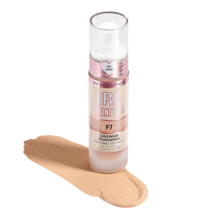 Revolution Make Up IRL FILTER longwear foundation #F7 23 ml Base de maquillaje mate larga duración sin aceites vegano