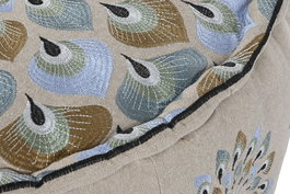 DKD Home Decor Cojín Suelo Pavo Real Azul Beige 60 x 60 x 27 cm