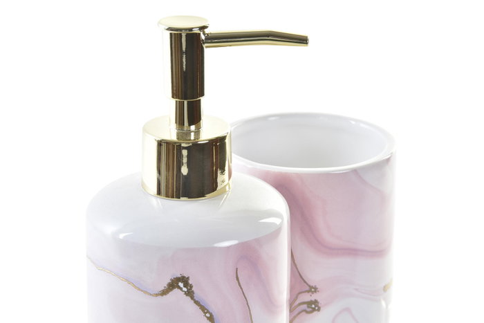 DKD Home Decor Set de 2 Dosificadores Marmol Glam Melocoton y Dorado