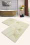 Mijölnir Juego de Alfombras de Baño Acrílico Ecru - Suave y Antideslizante, Lavable a Máquina, 50x60 cm y 60x100 cm