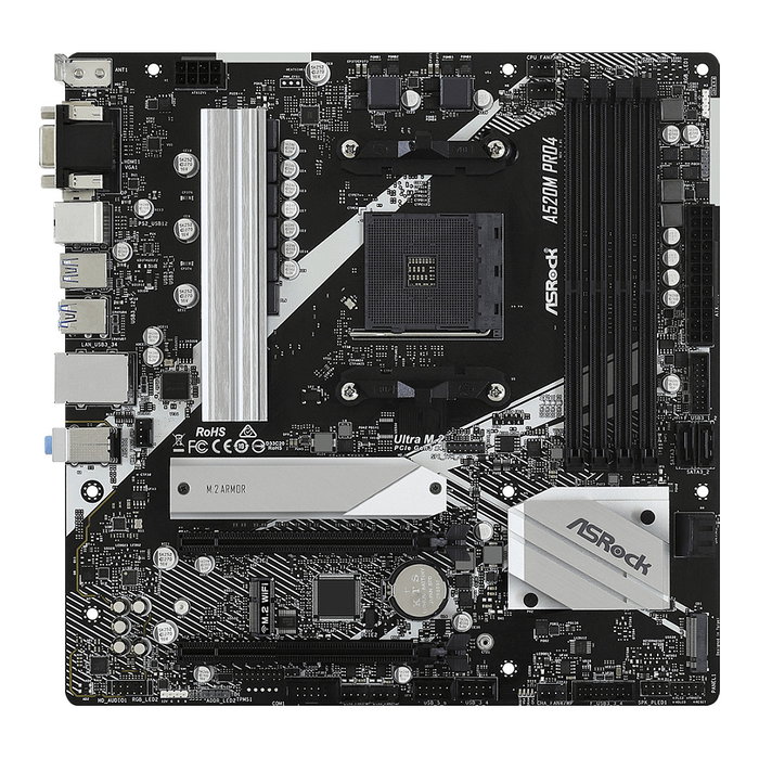 ASROCK A520M PRO 4 Placa Base ATX Socket AM4 Compatible con AMD Ryzen 3000 Series DDR4