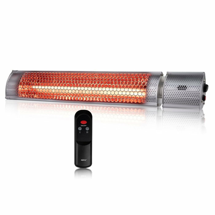 Alpina Estufa de cuarzo de pared para exteriores con control remoto, 2000 W Alpina Estufa de cuarzo de pared para exteriores con control remoto, 2000 W