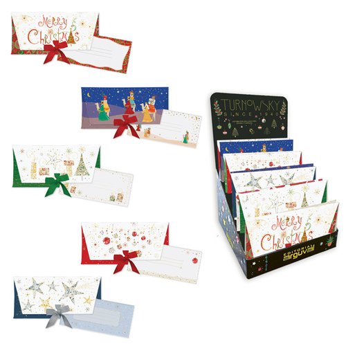 Tarjeton Y Sobre Con Lazo Turnowsky 230X110 Surtido Expositor De 25 (5 Diseños)