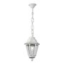 Fumagalli Farol de Techo con Cadena Sichem/Anna, Blanco con Cristal Transparente, Casquillo E27 Max 23W, IP55 Resistente Exterior, Ø220 x 800 mm