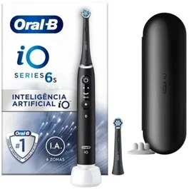 Braun Oral-B iO 6 Cepillo Dental Eléctrico Recargable Negro con 2 Recambios Cabezal y Estuche de Viaje