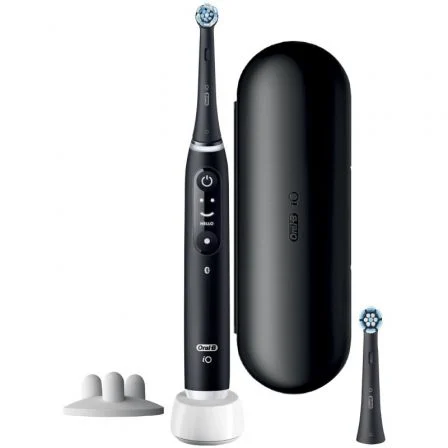 Braun Oral-B iO 6 Cepillo Dental Eléctrico Recargable Negro con 2 Recambios Cabezal y Estuche de Viaje