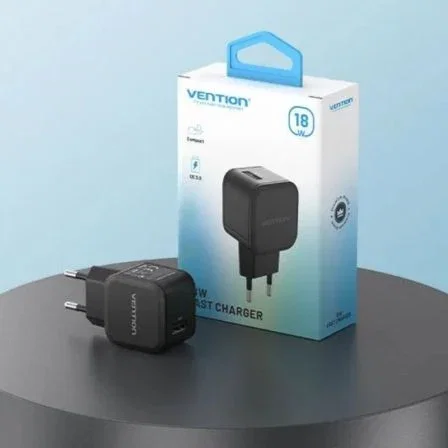 Vention FEKW0-EU Cargador de Pared GaN 18W con Puerto USB Carga Rápida QC 3.0 Universal Blanco
