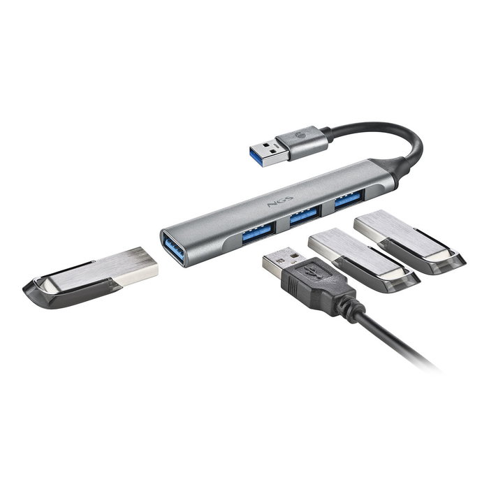 NGS IHUB4 MICRO Hub USB de 4 puertos, Plata NGS IHUB4 MICRO Hub USB de 4 puertos, Plata