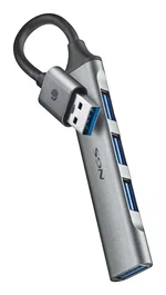 NGS IHUB4 MICRO - Hub USB 4 Puertos (1x USB 3.2 Gen 1, 3x USB 2.0) - 5 Gbps - Plata - Cable 0.1 m - Compatible PC/Mac - Plug & Play