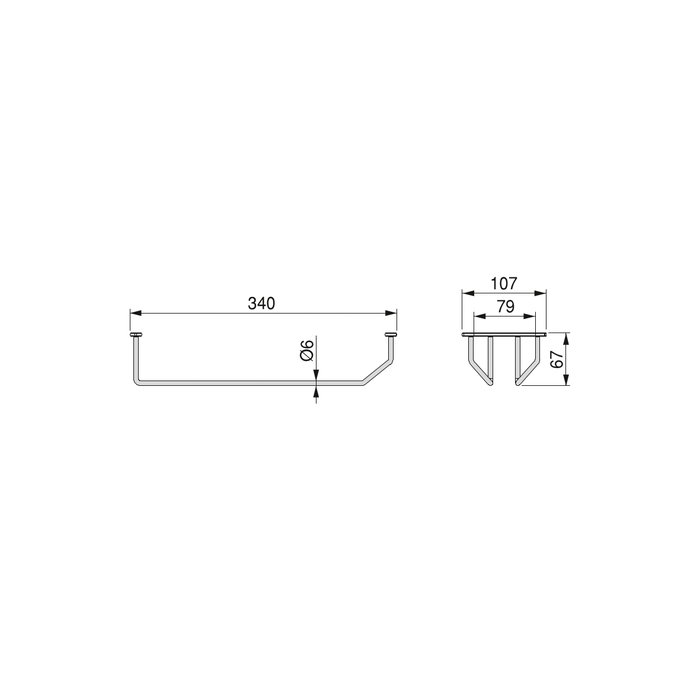 Emuca Soporte para copas para muebles Supra de 1 línea, longitud 340mm, Acero, Cromado