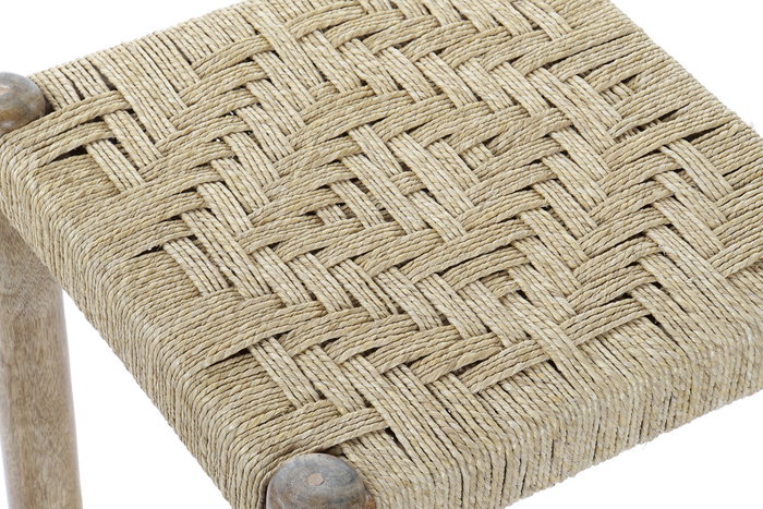 DKD Home Decor Reposapiés Mango y Cuerda Trenzada Natural (Pack de 2)