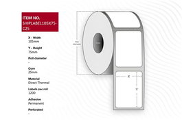 Capture Etiquetas de Envío 105 x 75 mm, Núcleo 25 mm, Térmica Directa, 1200 Etiquetas/Rollo, 8 Rollos/Caja