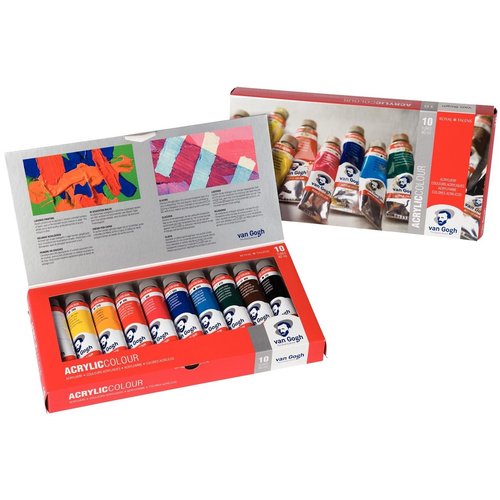 Van Gogh Set básico de pinturas acrílicas con 10 colores en tubos de 40 ml