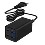 Gembird TA-UC-2A2C-PD65-01-BK Cargador de 65W Power Delivery, 4 Puertos (2 USB-A y 2 USB-C) con Quick Charge 3.0, Carga Rápida para Portátil y Smartphone, Negro, Cable 1.5m