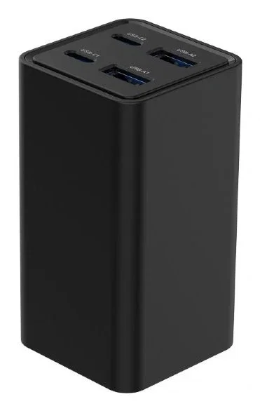 Gembird TA-UC-2A2C-PD65-01-BK Cargador de 65W Power Delivery, 4 Puertos (2 USB-A y 2 USB-C) con Quick Charge 3.0, Carga Rápida para Portátil y Smartphone, Negro, Cable 1.5m