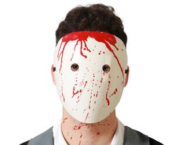 Atosa Máscara de Rostro Sangriento con Salpicaduras en PVC Rígido con Diseño Perturbador para Halloween, Terror, Casas Encantadas y Fiestas de Miedo