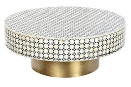 DKD Home Decor Mesa de Centro Bone 23 con Taracea Bicolor