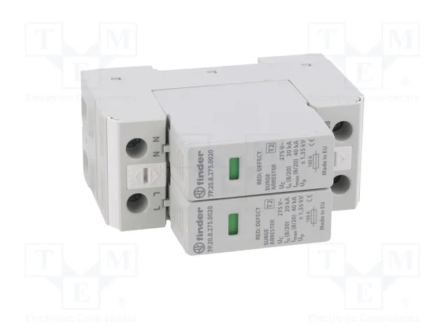FINDER Limitador de sobretensiones Tipo 2 1+NPE 275V 20kA FINDER Limitador de sobretensiones Tipo 2 1+NPE 275V 20kA