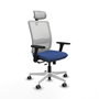 PIQUERAS Y CRESPO Silla de oficina Haches con mecanismo Sincro/Traslack Azul marino y Blanco